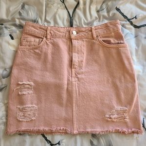 Pink Denim Mini Skirt